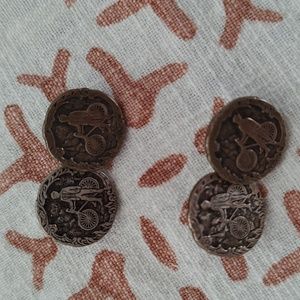 Vintage Motif Cyclist and Bicycle Cufflinks/Craft embellishment